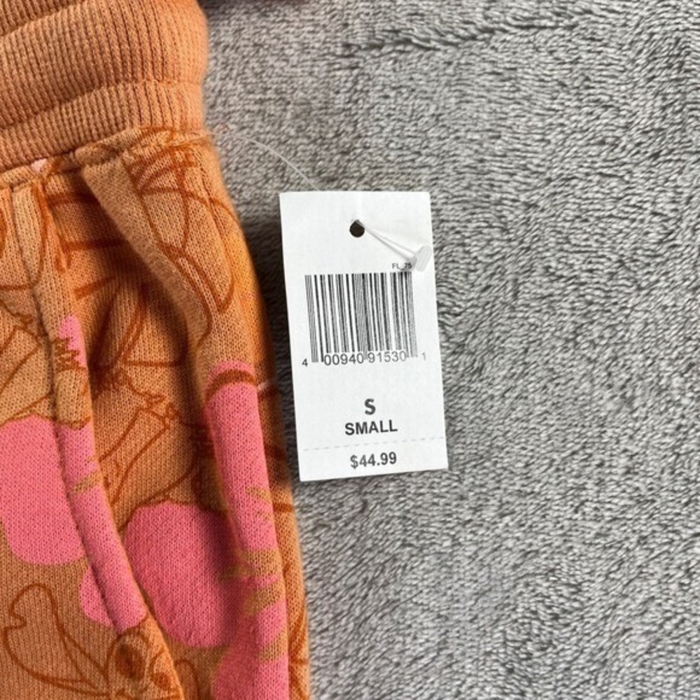 Disney Stitch Tropical Joggers S Orange Pink NWT Floral Sweatpants Loungewear - Picture 3 of 10